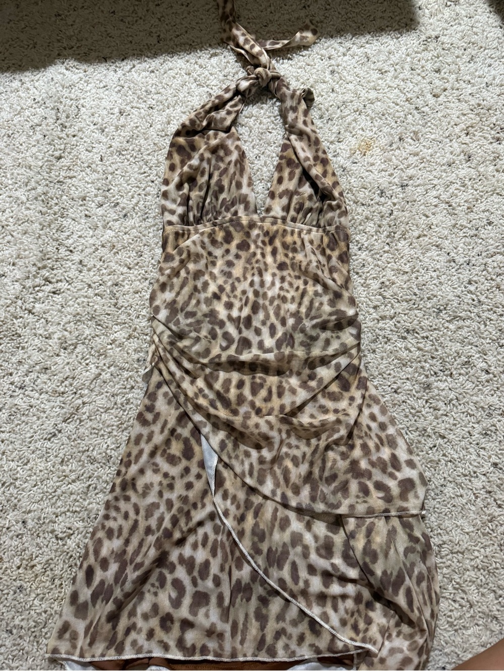 Leopard Print Halter Summer Dress